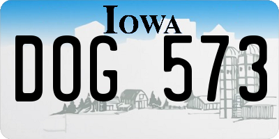 IA license plate DOG573