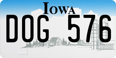 IA license plate DOG576