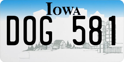 IA license plate DOG581