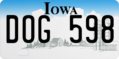 IA license plate DOG598