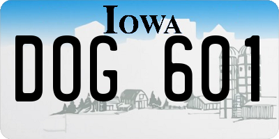 IA license plate DOG601
