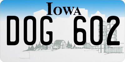 IA license plate DOG602