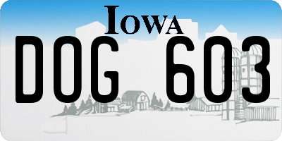 IA license plate DOG603