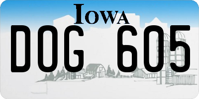 IA license plate DOG605