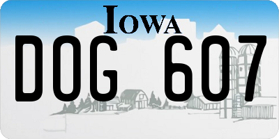 IA license plate DOG607