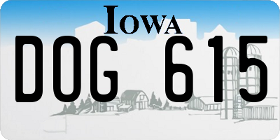 IA license plate DOG615