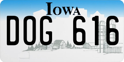 IA license plate DOG616