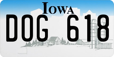 IA license plate DOG618