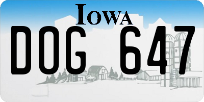 IA license plate DOG647