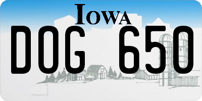 IA license plate DOG650