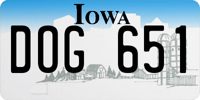 IA license plate DOG651