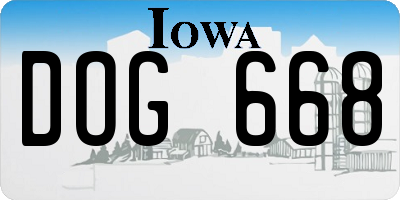 IA license plate DOG668