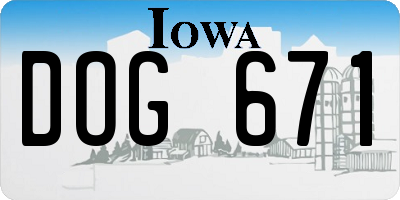 IA license plate DOG671
