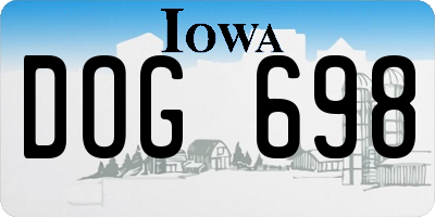 IA license plate DOG698