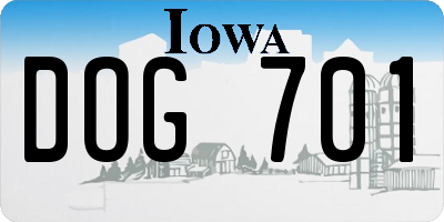 IA license plate DOG701