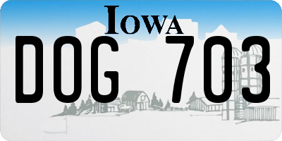 IA license plate DOG703