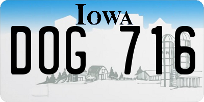 IA license plate DOG716
