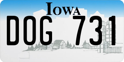 IA license plate DOG731
