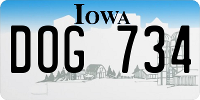 IA license plate DOG734