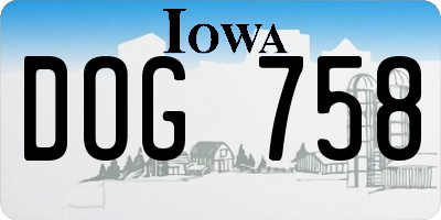 IA license plate DOG758