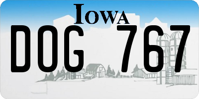 IA license plate DOG767