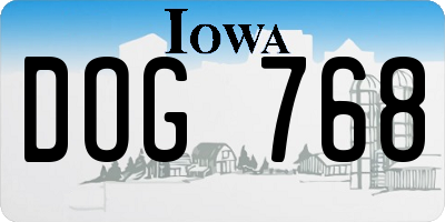 IA license plate DOG768