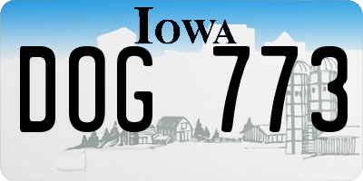 IA license plate DOG773