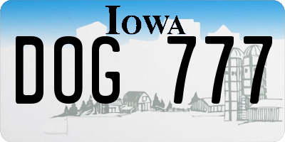 IA license plate DOG777