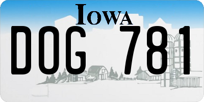 IA license plate DOG781