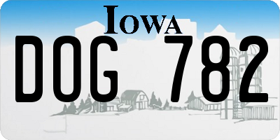 IA license plate DOG782