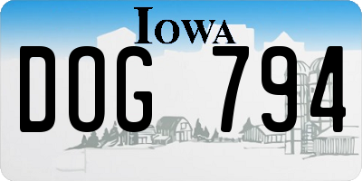 IA license plate DOG794