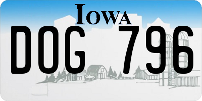 IA license plate DOG796
