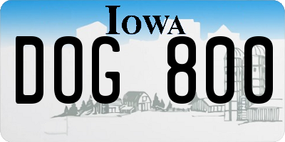 IA license plate DOG800