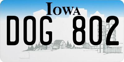 IA license plate DOG802