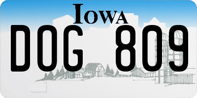 IA license plate DOG809