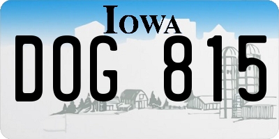 IA license plate DOG815