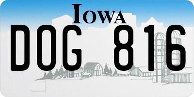 IA license plate DOG816