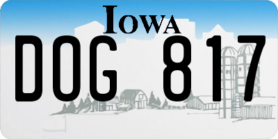 IA license plate DOG817