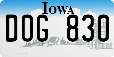 IA license plate DOG830