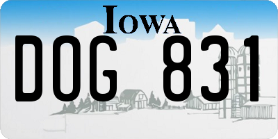 IA license plate DOG831