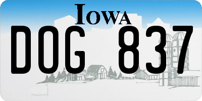 IA license plate DOG837