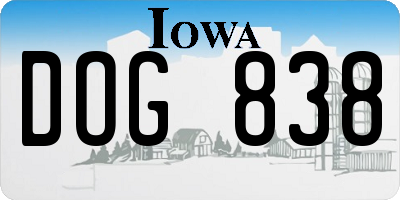 IA license plate DOG838