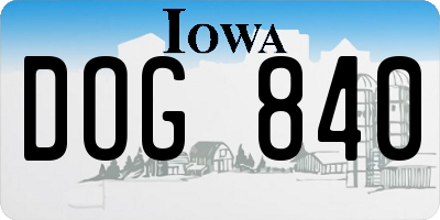 IA license plate DOG840