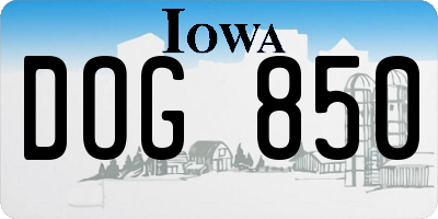 IA license plate DOG850