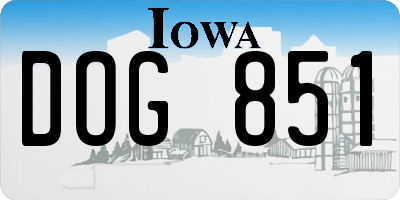 IA license plate DOG851