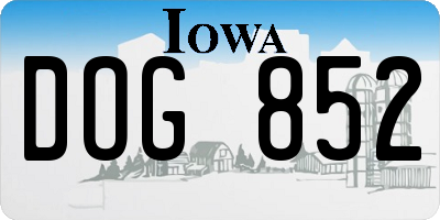 IA license plate DOG852