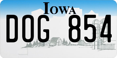 IA license plate DOG854