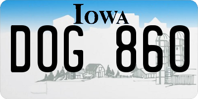 IA license plate DOG860