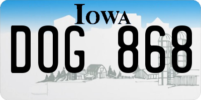 IA license plate DOG868