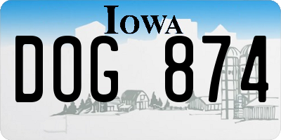 IA license plate DOG874